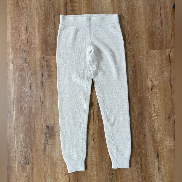 Jenni Kayne Cashmere Blend Waffle Knit Thermal Joggers Oatmeal Size XS - Picture 2 of 6